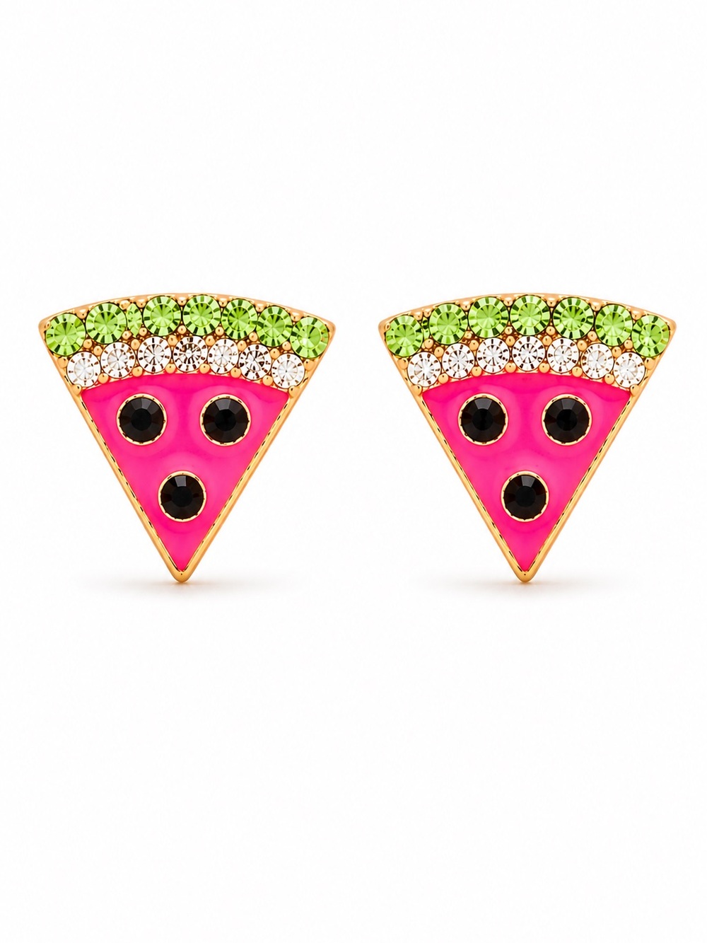 Kate Spade Watermelon Stud Earrings NWT Picnic Perfect Crystal Gold